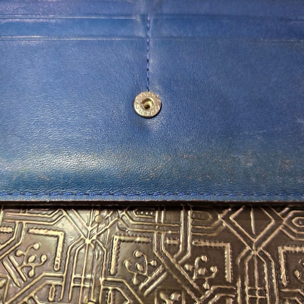 🐢 Coach Royal Blue Vintage Leather Clutch/Wallet - Picture 8 of 16